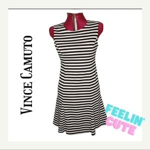 Vince Camuto Stripe Scuba Fit & Flare Dress